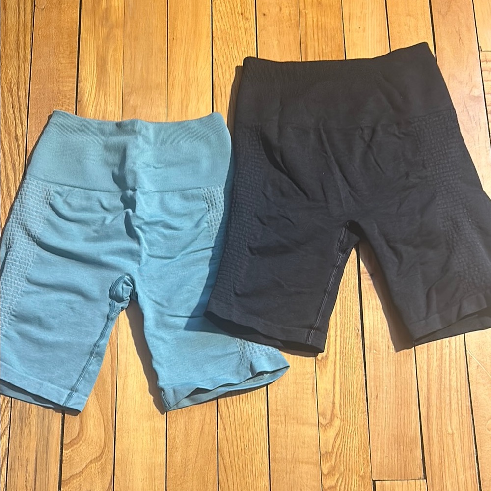 ALPHALETE Black & Teal Biker Shorts Set